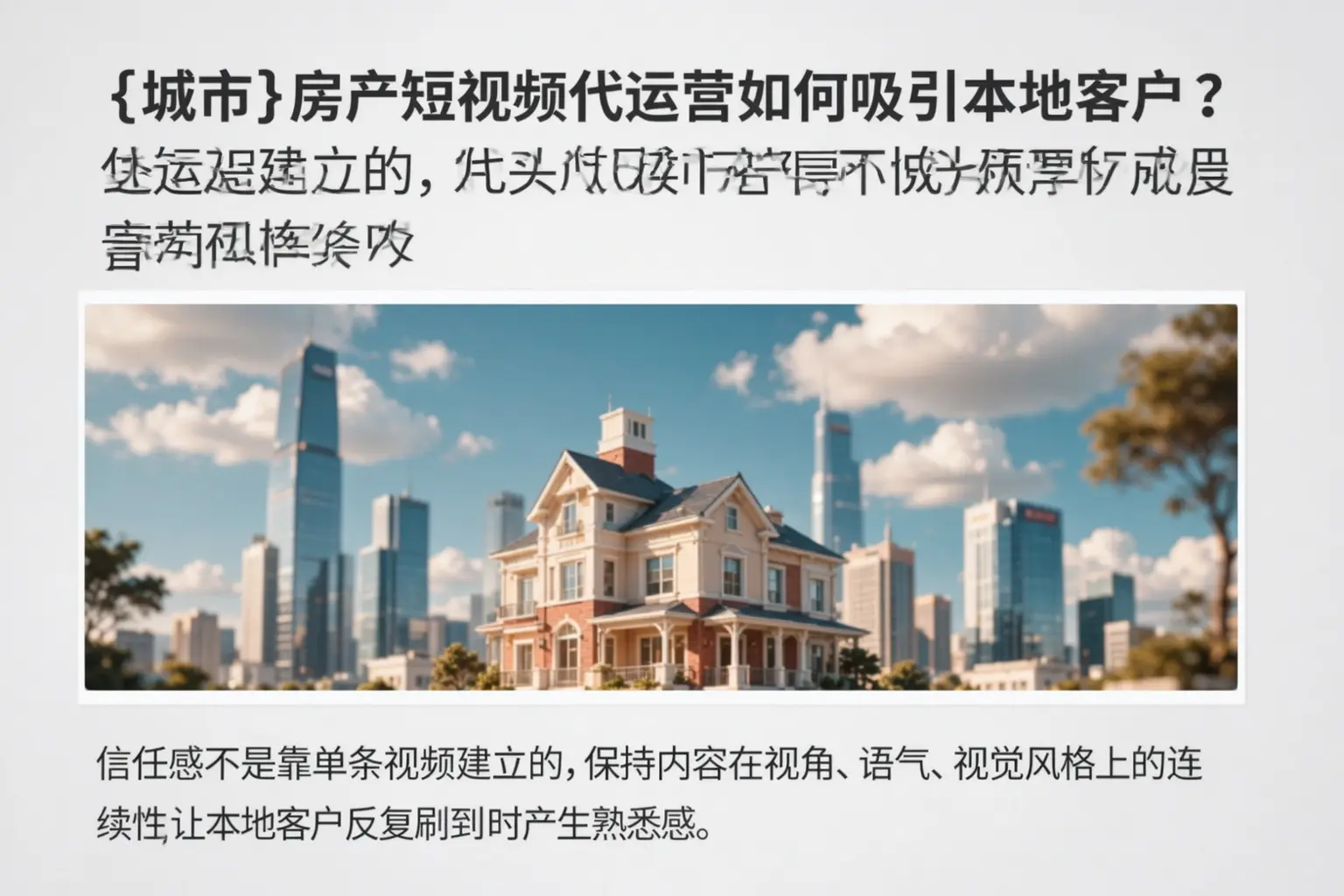 佳木斯房产短视频代运营如何吸引本地客户？