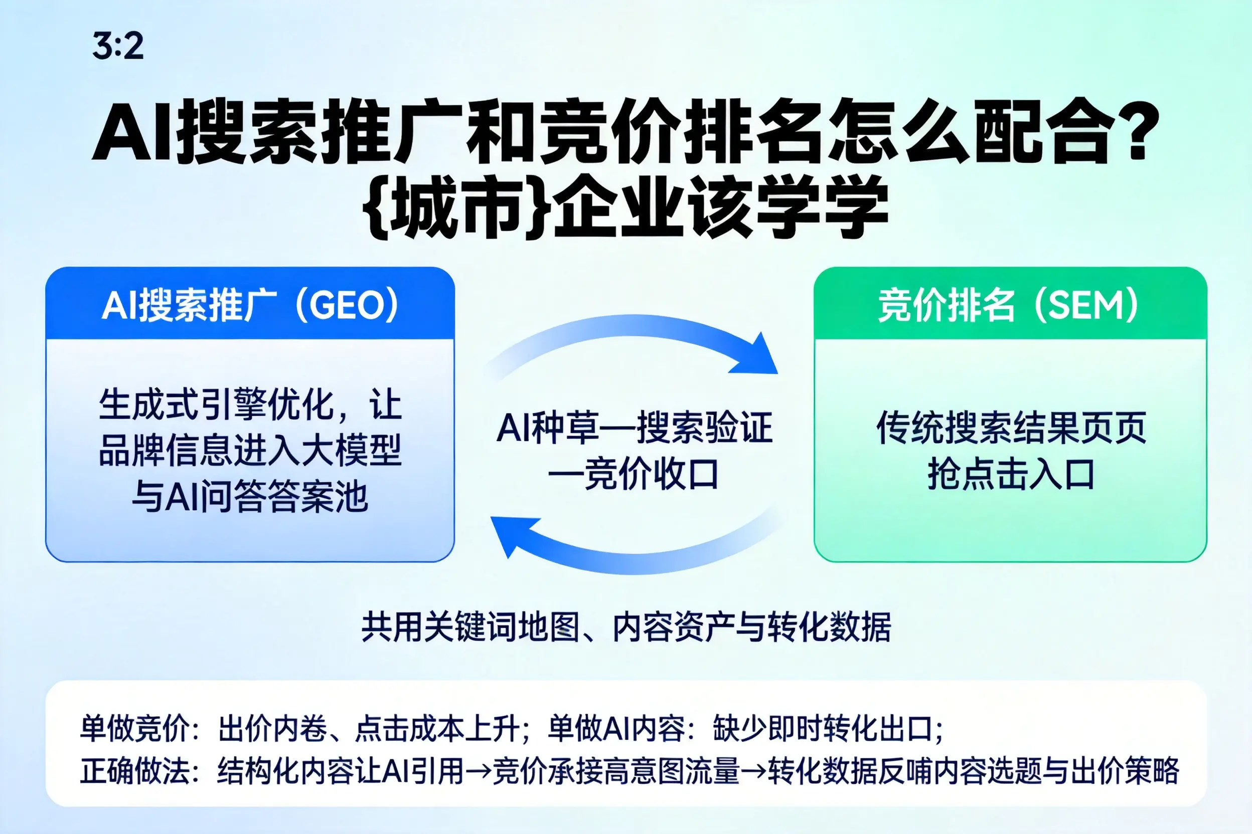 AI搜索推广和竞价排名怎么配合？佳木斯企业该学学