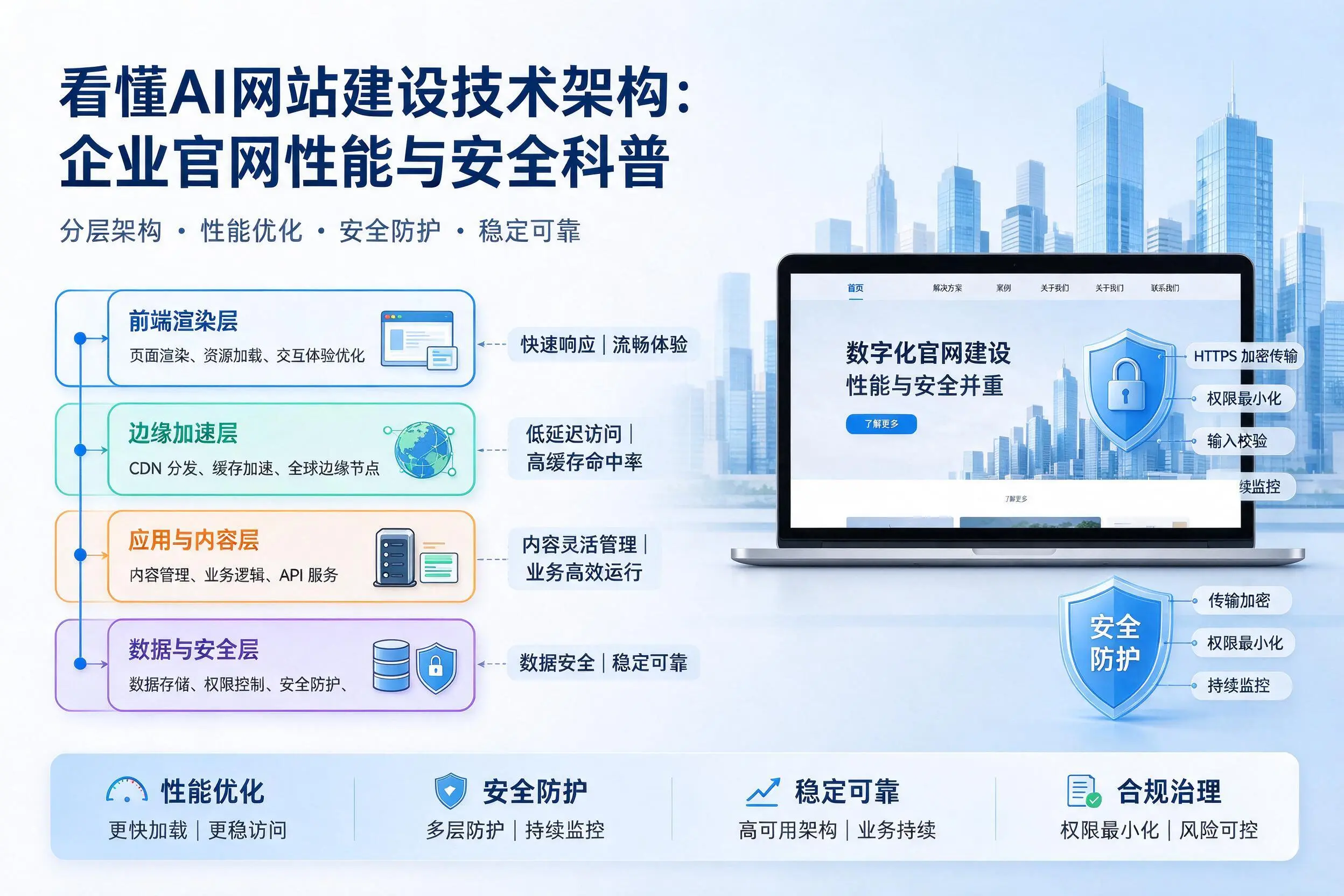 看懂AI网站建设技术架构：佳木斯企业官网性能与安全科普