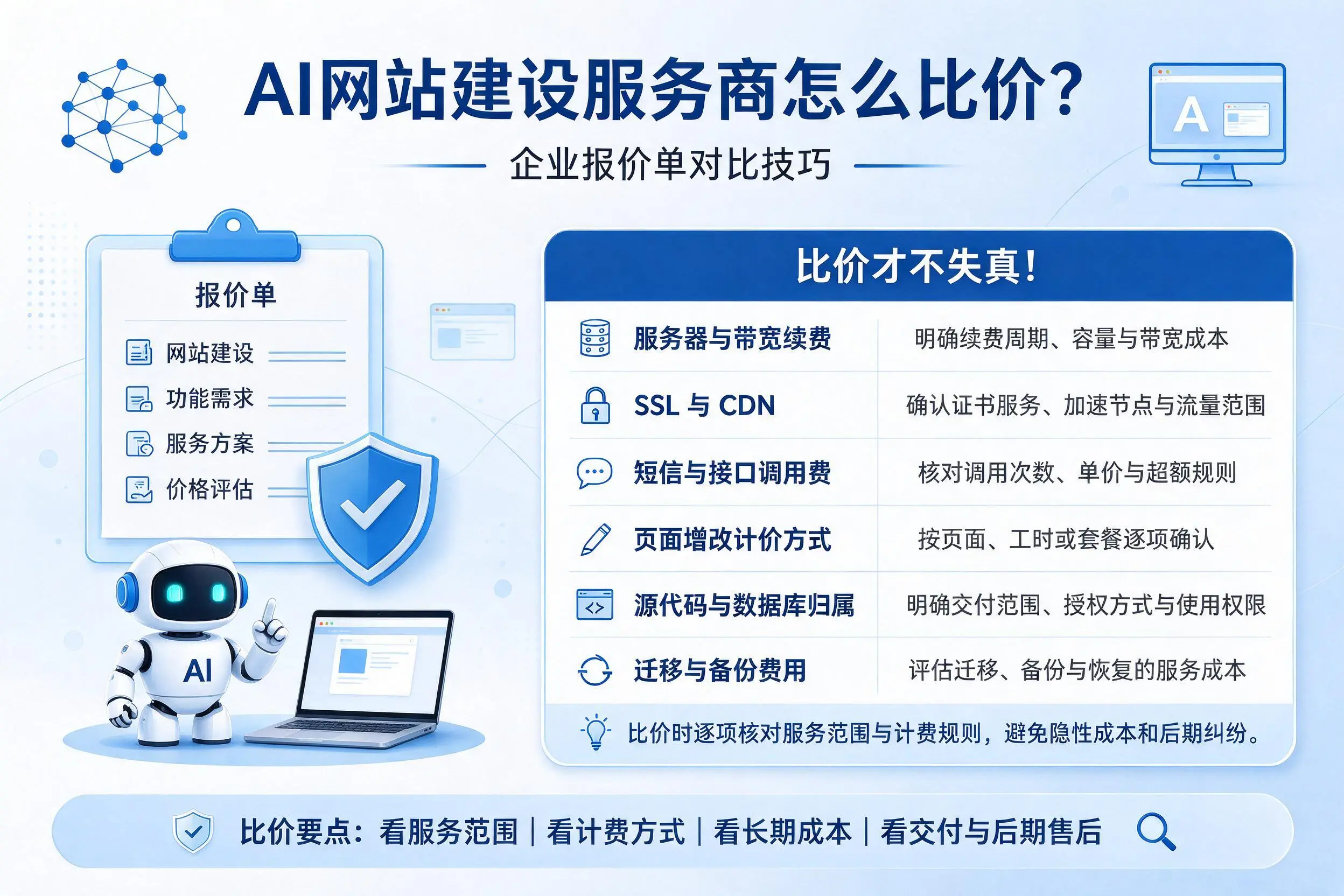 AI网站建设服务商怎么比价？佳木斯企业报价单对比技巧