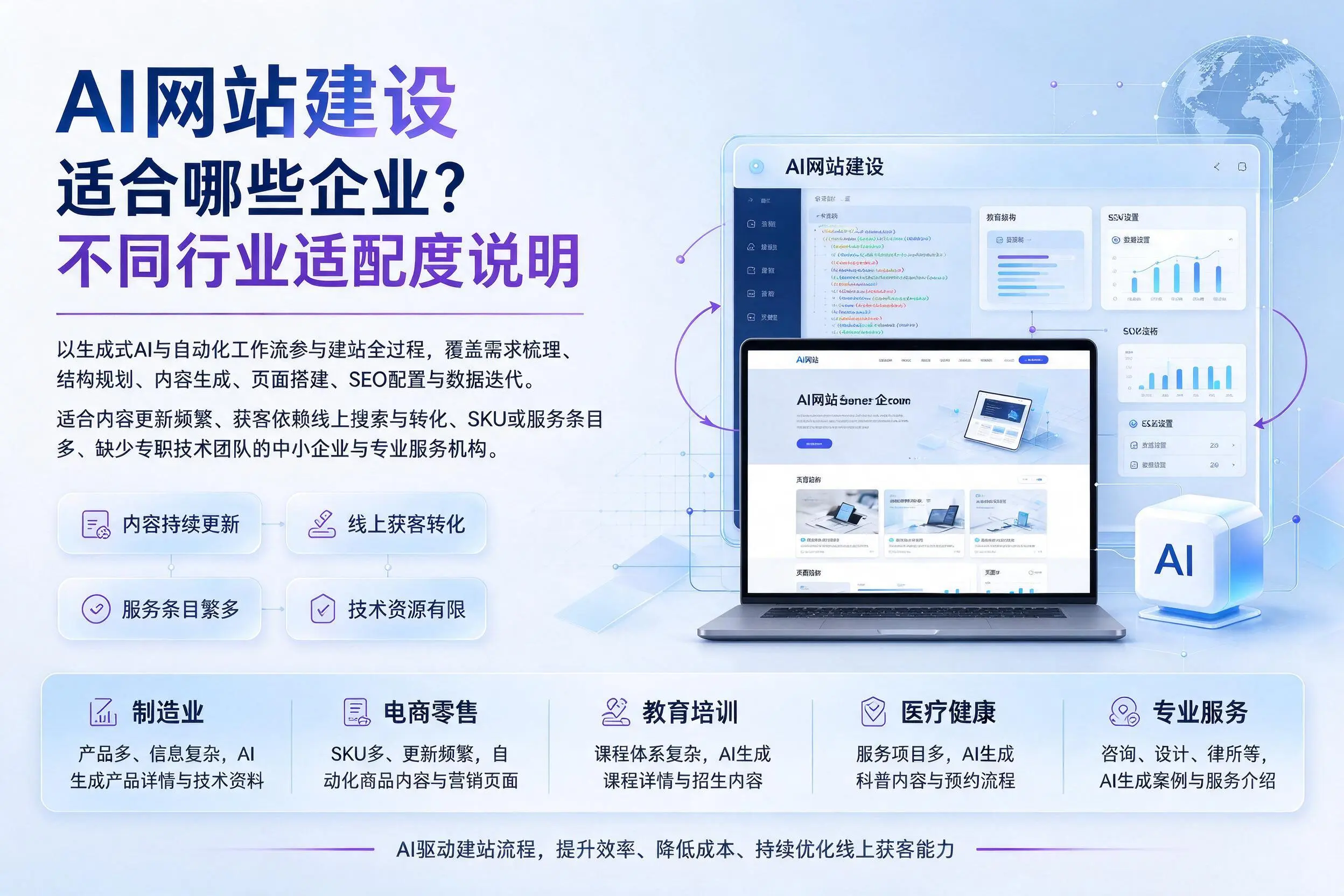 AI网站建设适合哪些企业？佳木斯不同行业适配度说明